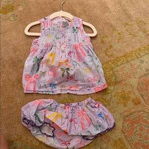 Pink Chicken Multicolor Bow Print Diaper Cover Set